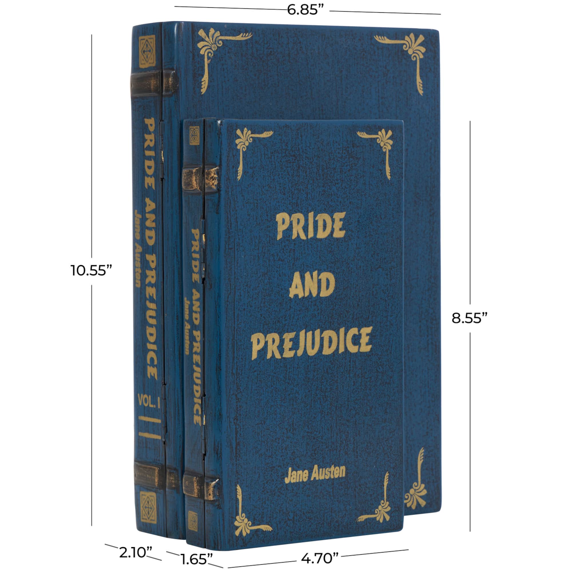 Blue Wooden Pride and Prejudice Storage Faux Book Box, 2ct.